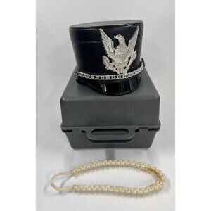 Vintage Marching Band Hat Medium Black Pluribus Eagle Costume Shako Maker w/Case